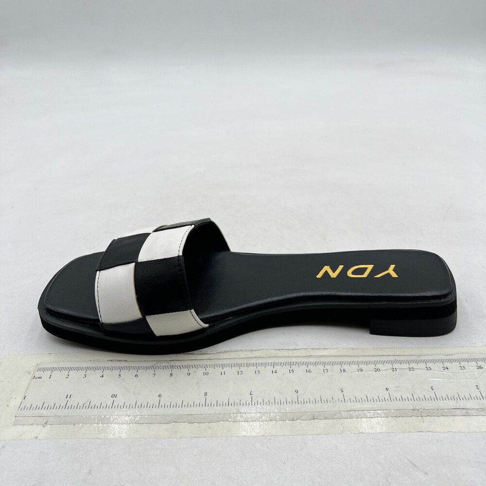 Ydn Black Open Square Toe Slip On Slides Sandal C… - image 2